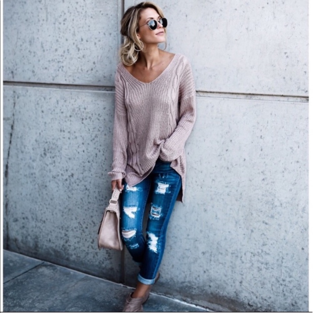Criss Cross Open Back Slouchy Sweater - Picture 3 of 6